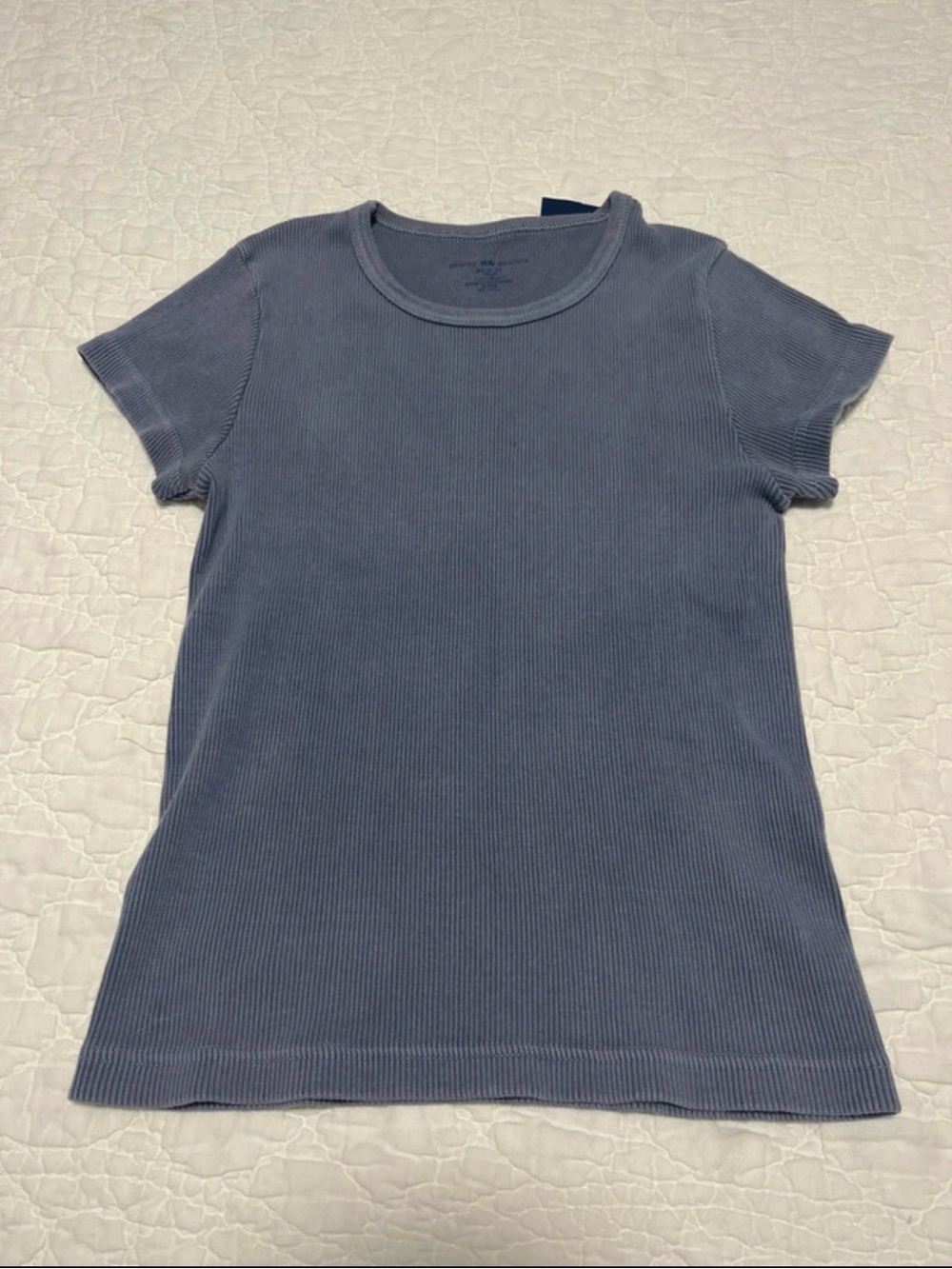 Brandy Melville Ribbed Crewneck Tee - Dusty Blue